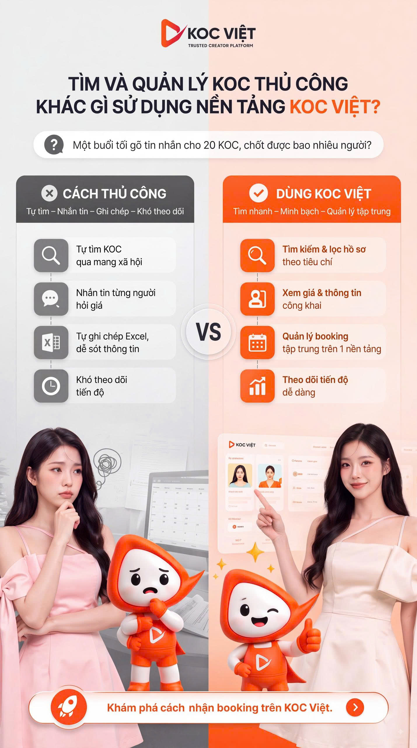 So sánh thủ công vs KOC Việt